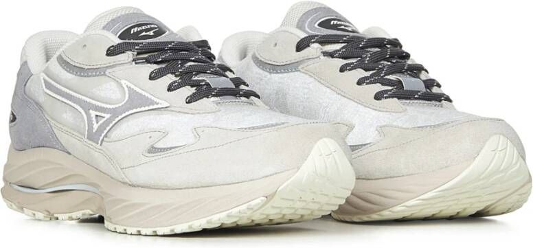 Mizuno Witte Sneakers met Jacquard Stof White Heren