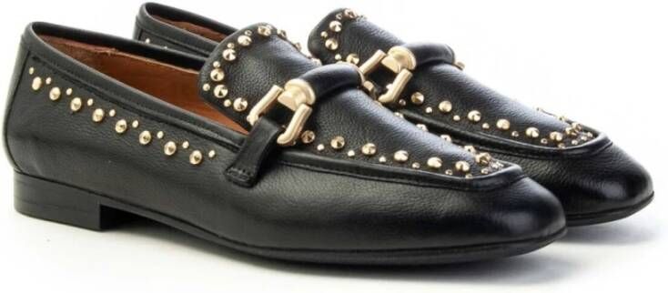 MJUS Gestikte Loafer met Gouden Studs Black Dames