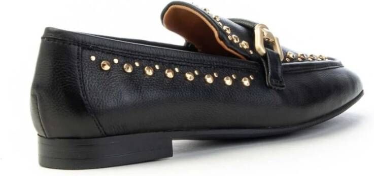 MJUS Gestikte Loafer met Gouden Studs Black Dames