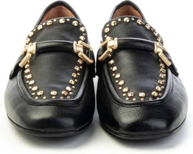 MJUS Gestikte Loafer met Gouden Studs Black Dames