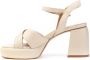 MJUS Kruis Plateau Sandaal Beige Dames - Thumbnail 4