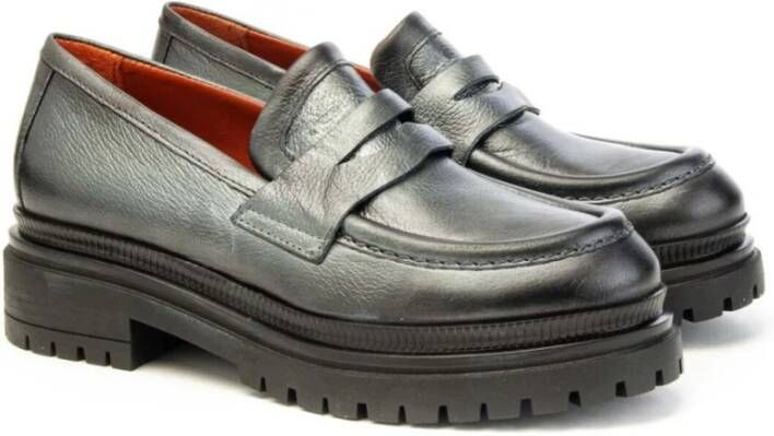 MJUS Leren Loafer met 4 5 cm Hak Gray Dames