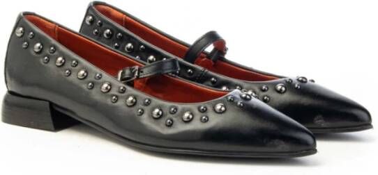 MJUS Zwarte Leren Studs Ballerina Schoenen Black Dames