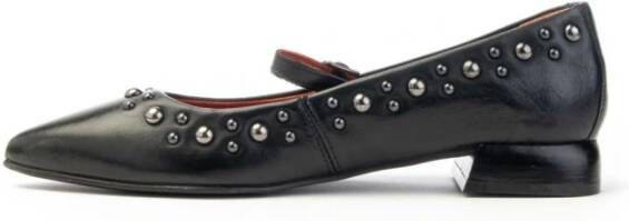 MJUS Zwarte Leren Studs Ballerina Schoenen Black Dames