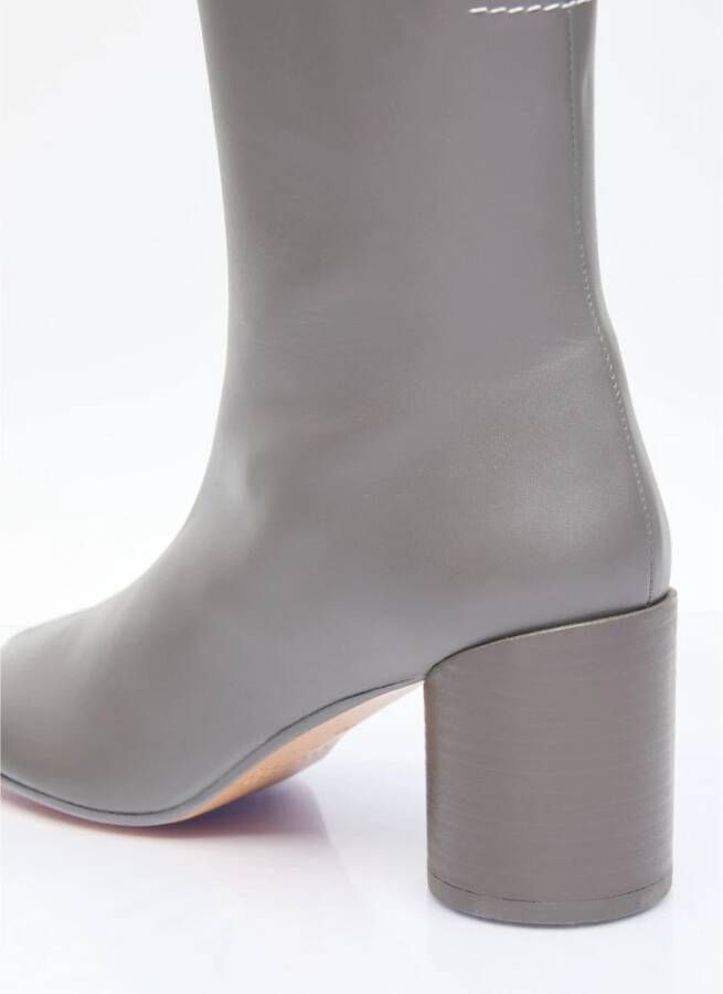 MM6 Maison Margiela Anatomische enkellaarzen van glad leer Gray Dames