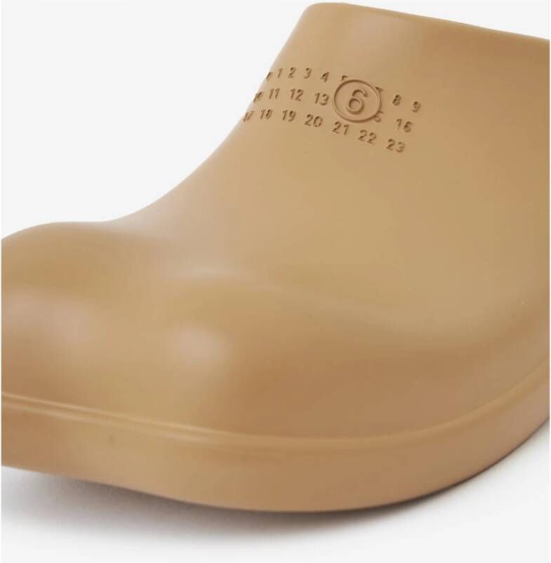 MM6 Maison Margiela Bruine Rubberen Klompen met Reliëf Logo Brown Dames