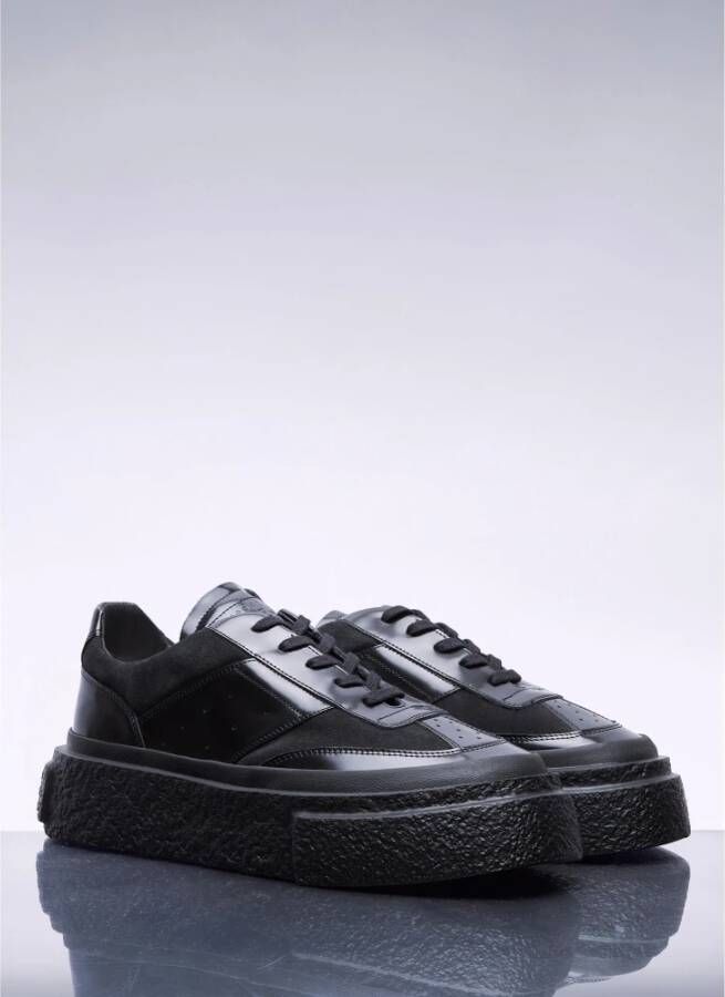 MM6 Maison Margiela Chunky Sneakers met Glanzende Leren Panelen Black Heren