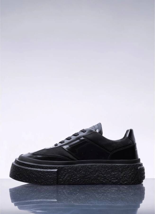 MM6 Maison Margiela Chunky Sneakers met Glanzende Leren Panelen Black Heren