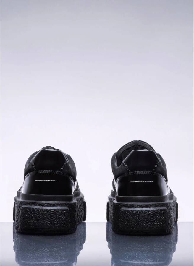 MM6 Maison Margiela Chunky Sneakers met Glanzende Leren Panelen Black Heren