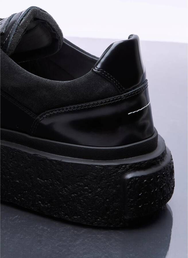 MM6 Maison Margiela Chunky Sneakers met Glanzende Leren Panelen Black Heren