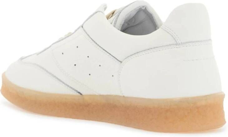 MM6 Maison Margiela Geperforeerde Leren Court Sneakers White Heren