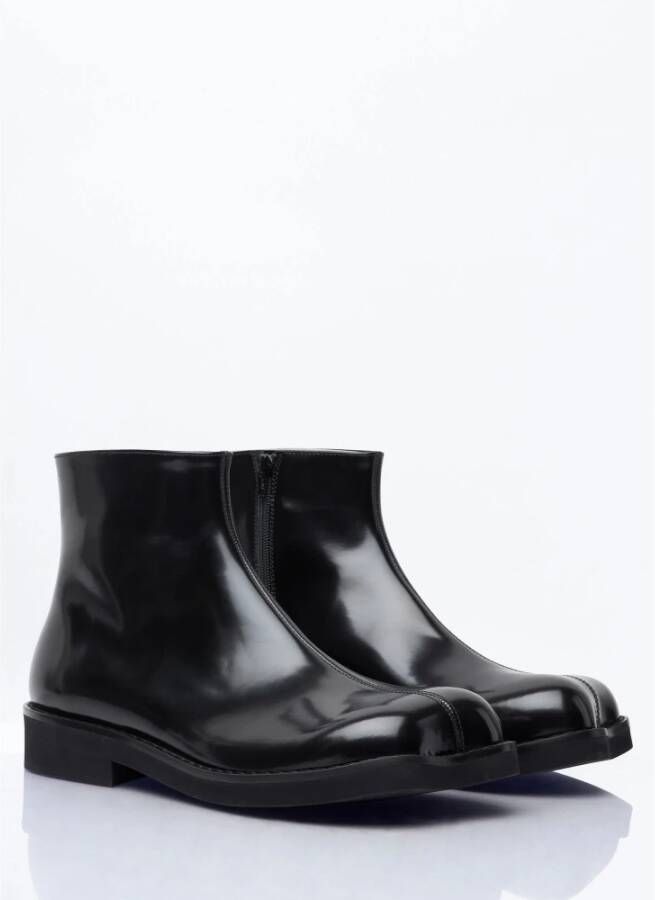 MM6 Maison Margiela Glanzend Leren Anatomische Enkellaarzen Black Heren