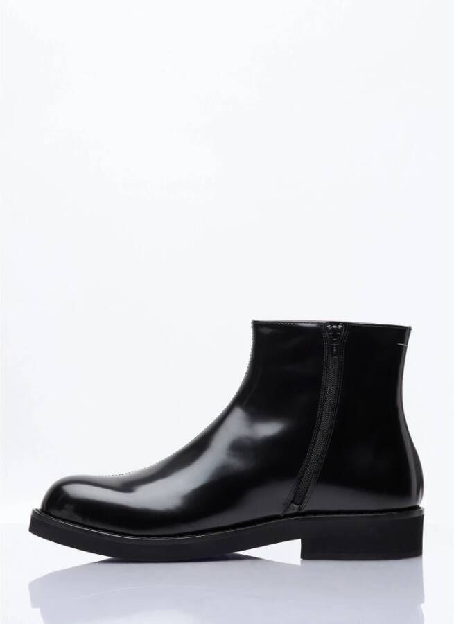 MM6 Maison Margiela Glanzend Leren Anatomische Enkellaarzen Black Heren