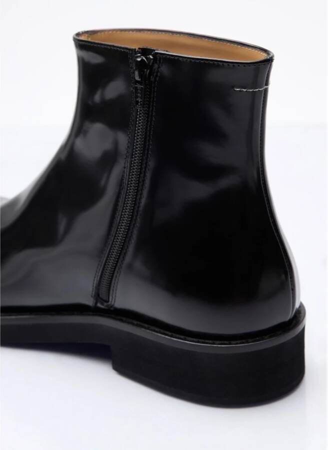 MM6 Maison Margiela Glanzend Leren Anatomische Enkellaarzen Black Heren