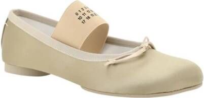 MM6 Maison Margiela Iconische Geborduurde Ballerina's met Leren Blokhak Beige Dames