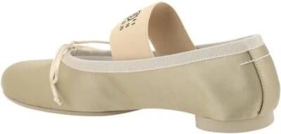 MM6 Maison Margiela Iconische Geborduurde Ballerina's met Leren Blokhak Beige Dames