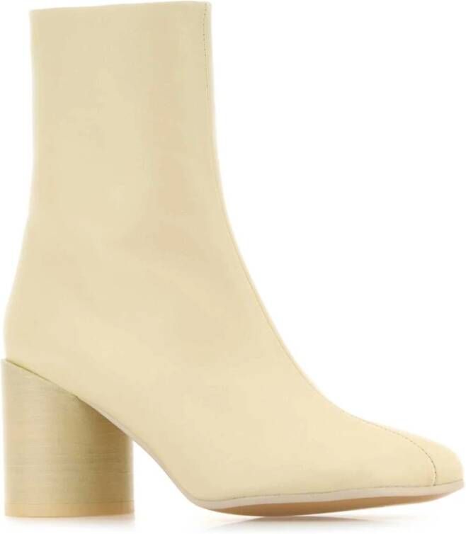 MM6 Maison Margiela Ivoor leren enkellaarzen 7cm hak Beige Dames