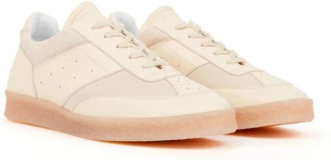 MM6 Maison Margiela Lage-Top Leren Sneakers Beige Suède Beige Heren