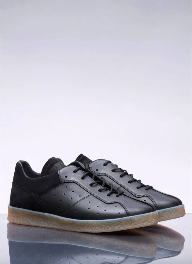 MM6 Maison Margiela Leren Court Sneakers Ronde Neus Vetersluiting Black Heren