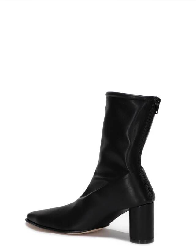 MM6 Maison Margiela Leren Enkellaarzen met Vierkante Neus Black Dames