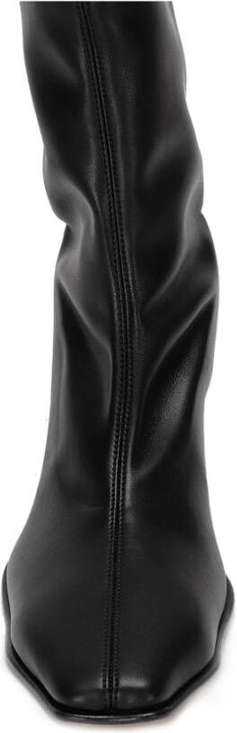 MM6 Maison Margiela Leren Enkellaarzen met Vierkante Neus Black Dames