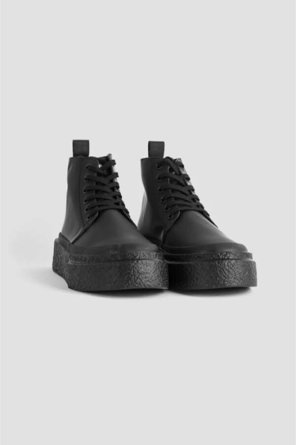 MM6 Maison Margiela Leren Veterschoenen Enkelhoogte Black Dames