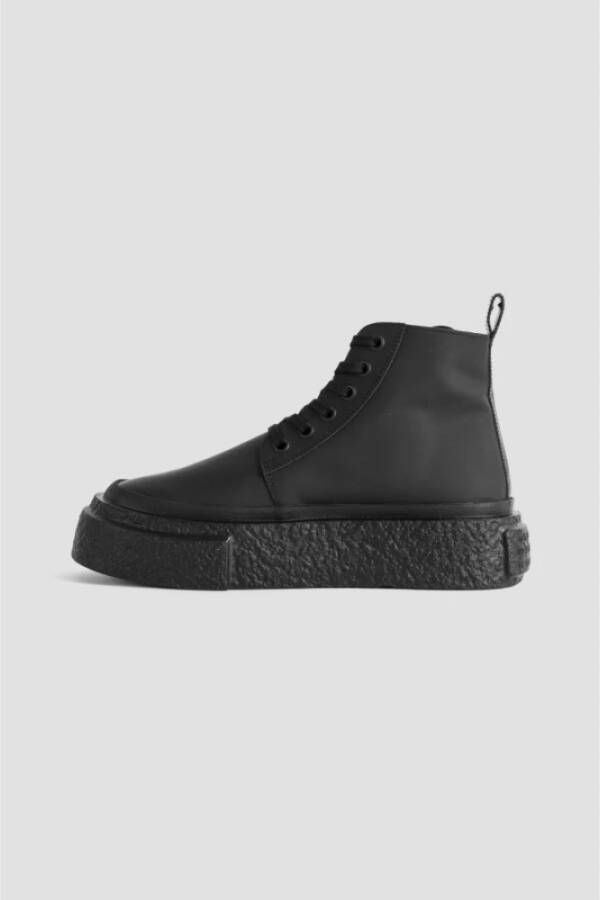 MM6 Maison Margiela Leren Veterschoenen Enkelhoogte Black Dames