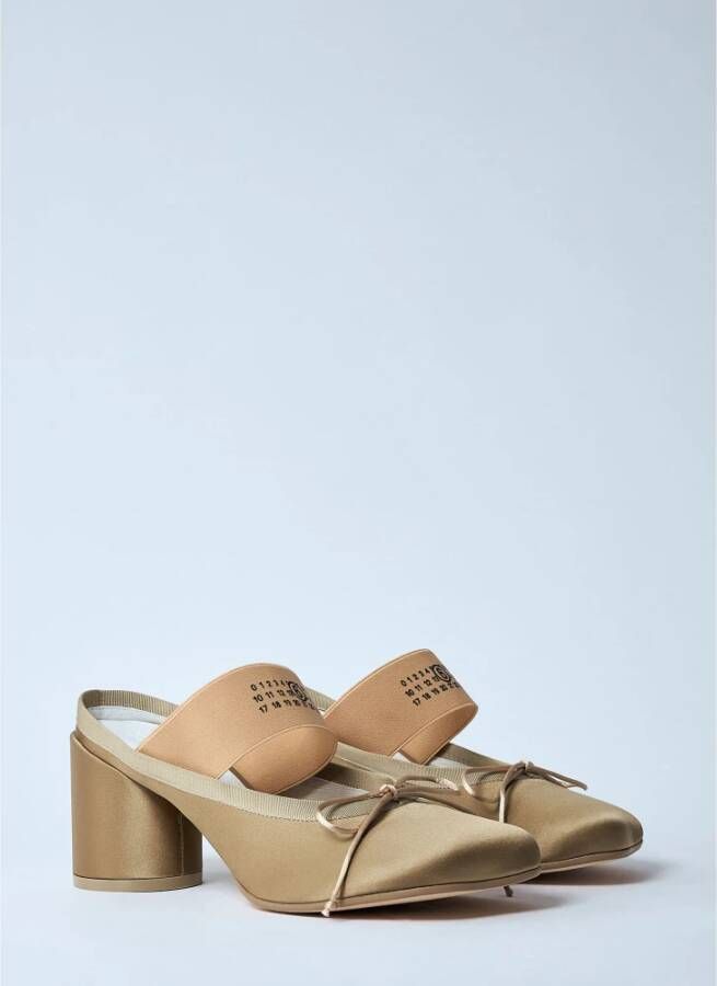 MM6 Maison Margiela Logo Elastische Ballet Muiltjes Hakken Beige Dames