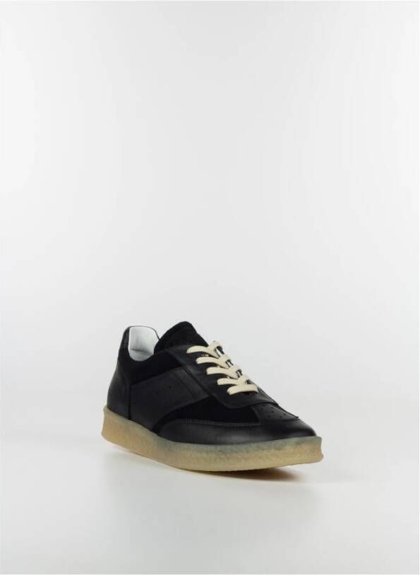 MM6 Maison Margiela Replica Leren Sneaker met Suède Inzetstukken Black Heren