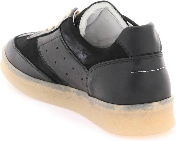 MM6 Maison Margiela Replica Leren Sneakers met Suède Inzetstukken Black Dames