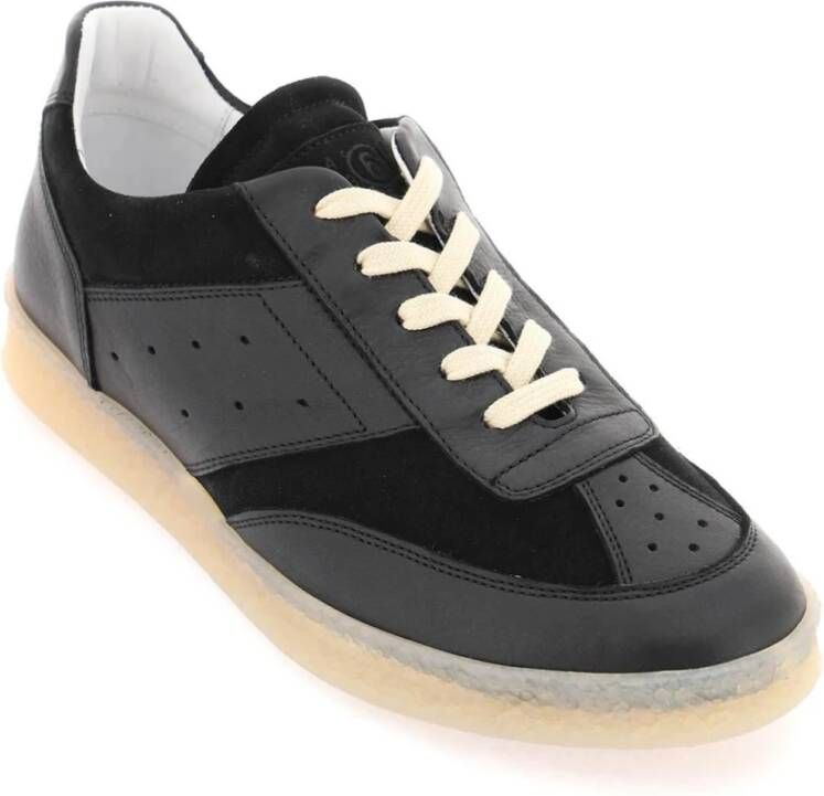 MM6 Maison Margiela Replica Leren Sneakers met Suède Inzetstukken Black Dames