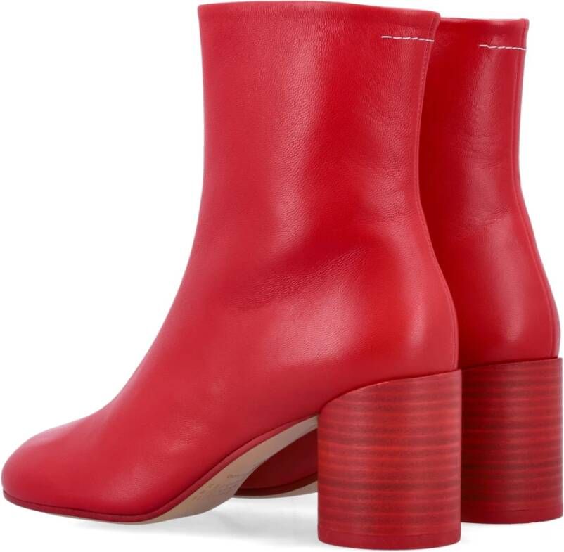 MM6 Maison Margiela Rode Gesloten Enkellaarsjes met Cilindrische Hak Red Dames