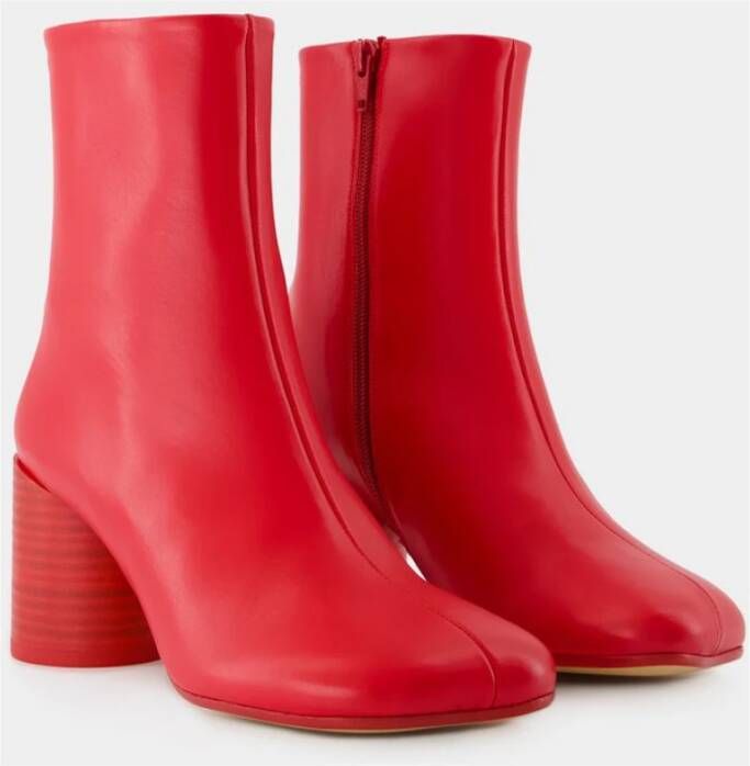 MM6 Maison Margiela Rode Leren Anatomische Enkellaarzen Red Dames