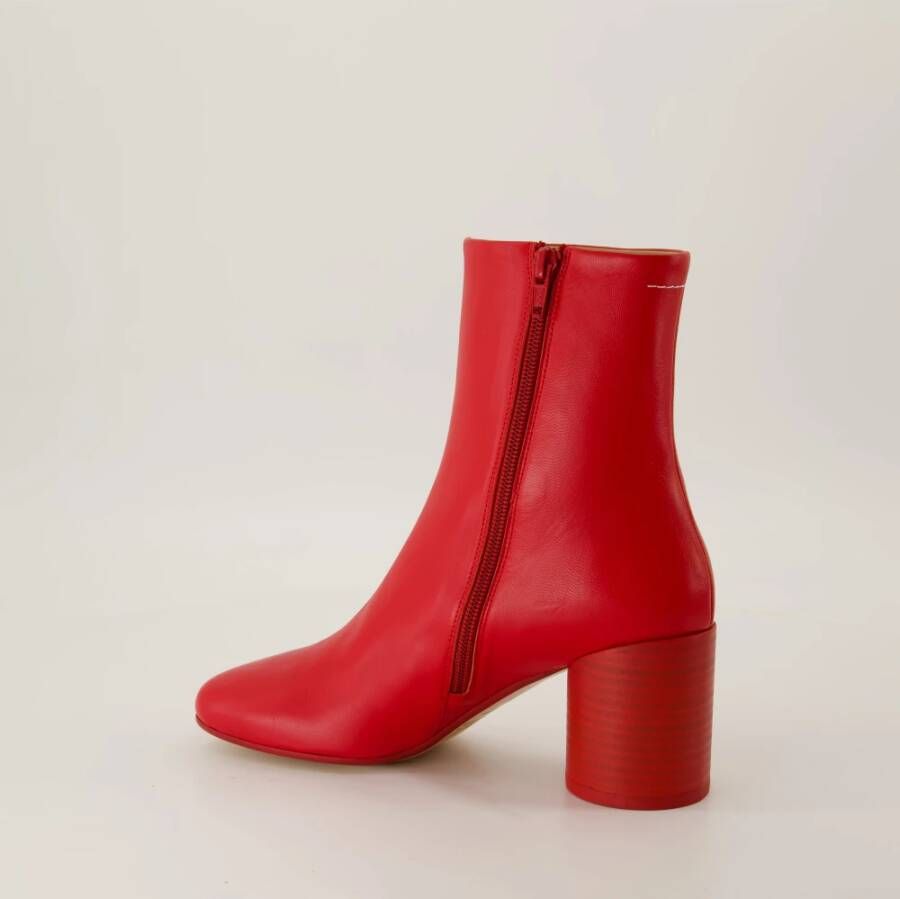 MM6 Maison Margiela Rode Leren Anatomische Laarzen Red Dames