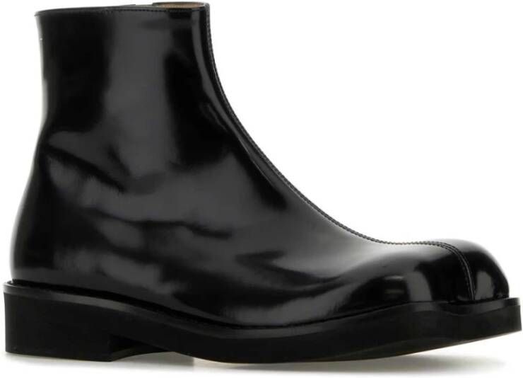 MM6 Maison Margiela Stijlvolle zwarte leren enkellaarzen Black Heren