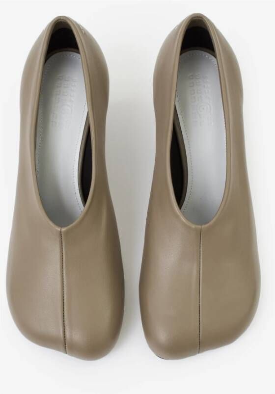 MM6 Maison Margiela Taupe Leren Court Schoen Beige Dames