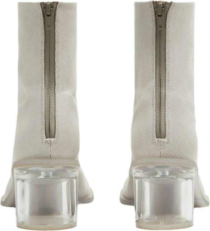 MM6 Maison Margiela Transparante-Hak Leren Enkellaarzen Beige Dames