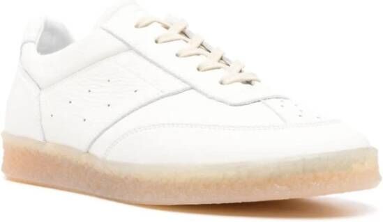 MM6 Maison Margiela Witte Leren Sneakers met Geperforeerde Details White Heren