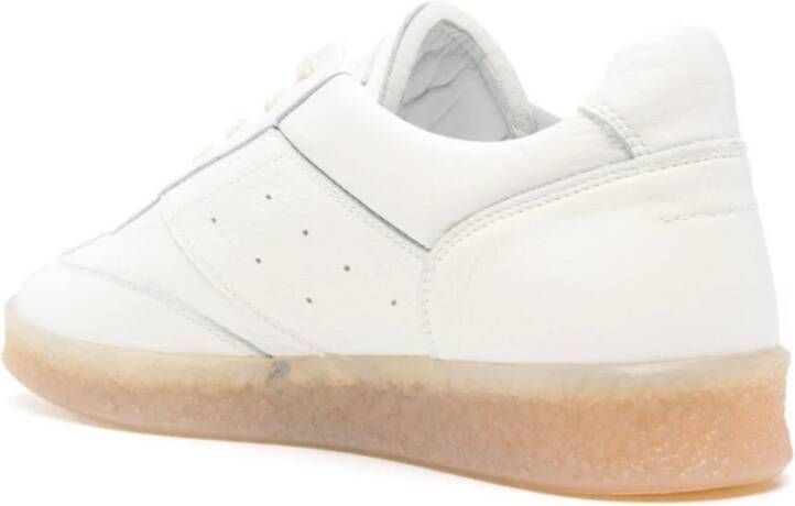 MM6 Maison Margiela Witte Leren Sneakers met Geperforeerde Details White Heren