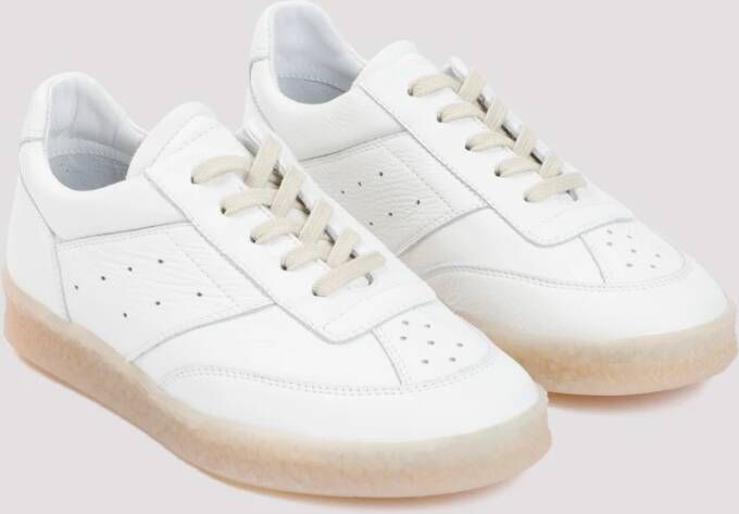 MM6 Maison Margiela Witte Leren Sneakers Stijlvolle Casual Schoenen White Dames