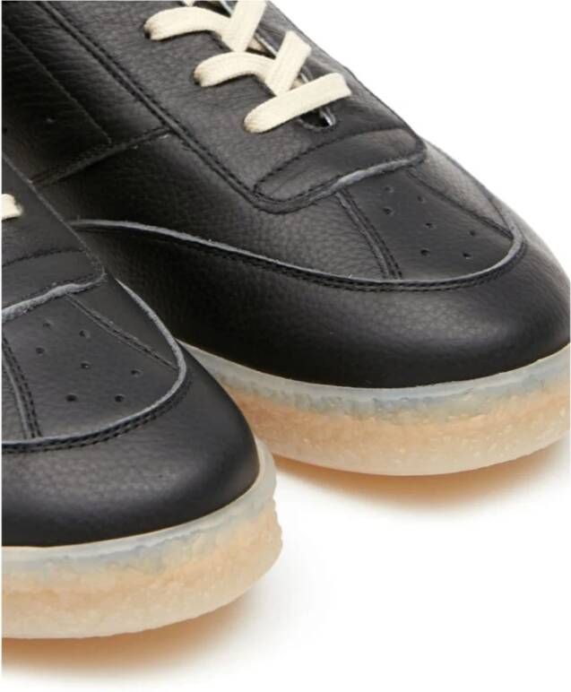 MM6 Maison Margiela Zwarte Korrelige Leren Panel Sneakers Black Heren