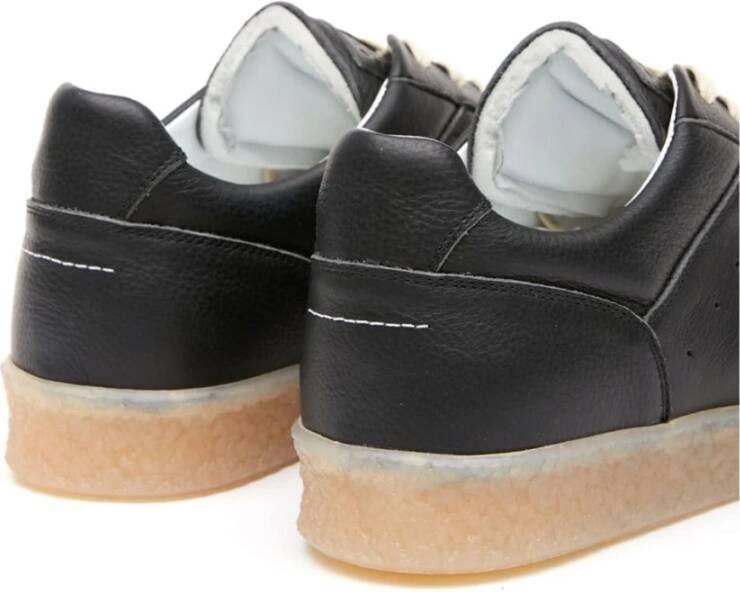 MM6 Maison Margiela Zwarte Korrelige Leren Panel Sneakers Black Heren