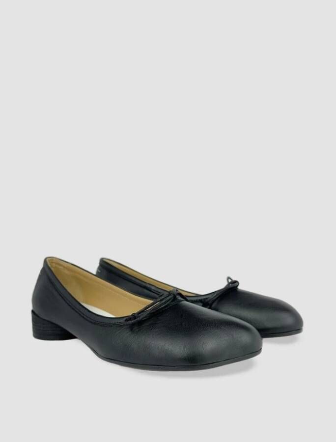 MM6 Maison Margiela Zwarte Leren Ballet Flats met Strik Black Dames