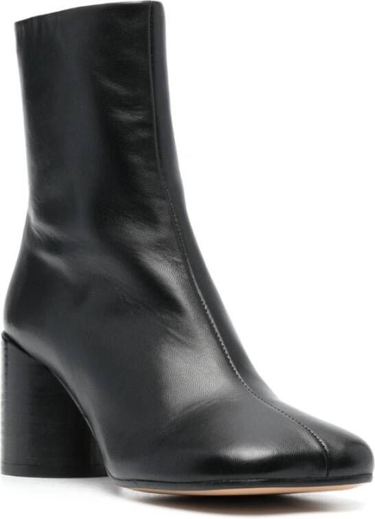 MM6 Maison Margiela Zwarte Leren Enkellaarzen Black Dames