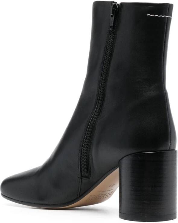 MM6 Maison Margiela Zwarte Leren Enkellaarzen Black Dames