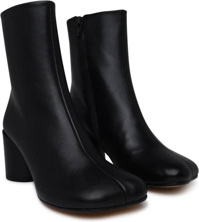 MM6 Maison Margiela Zwarte leren enkellaarzen Black Dames