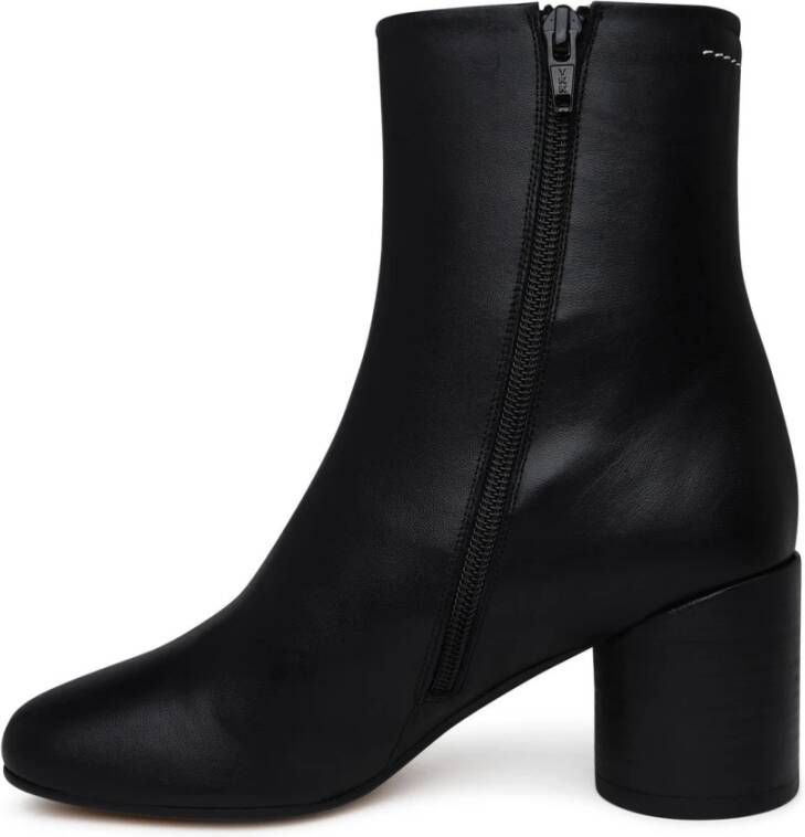 MM6 Maison Margiela Zwarte leren enkellaarzen Black Dames