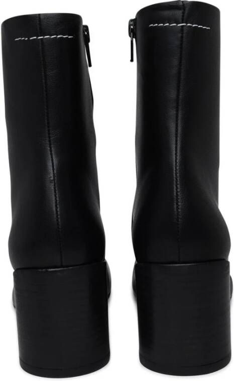 MM6 Maison Margiela Zwarte leren enkellaarzen Black Dames