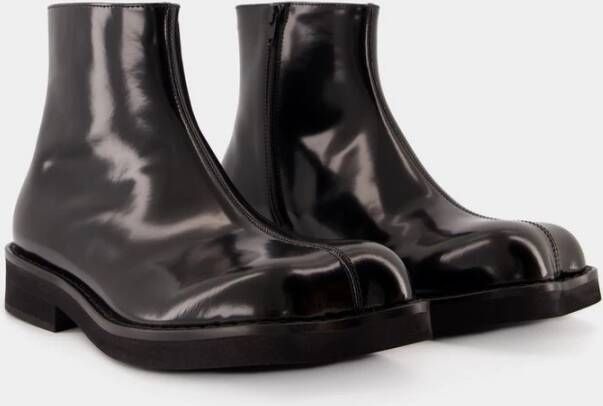 MM6 Maison Margiela Zwarte leren enkellaarzen voor mannen Black Heren