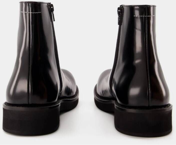 MM6 Maison Margiela Zwarte leren enkellaarzen voor mannen Black Heren